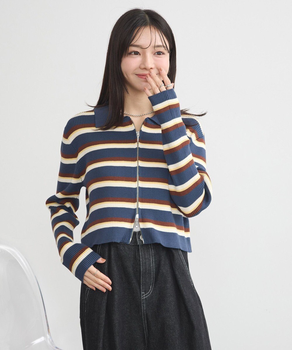 earth music&ecology Wジップリブカーディガン 