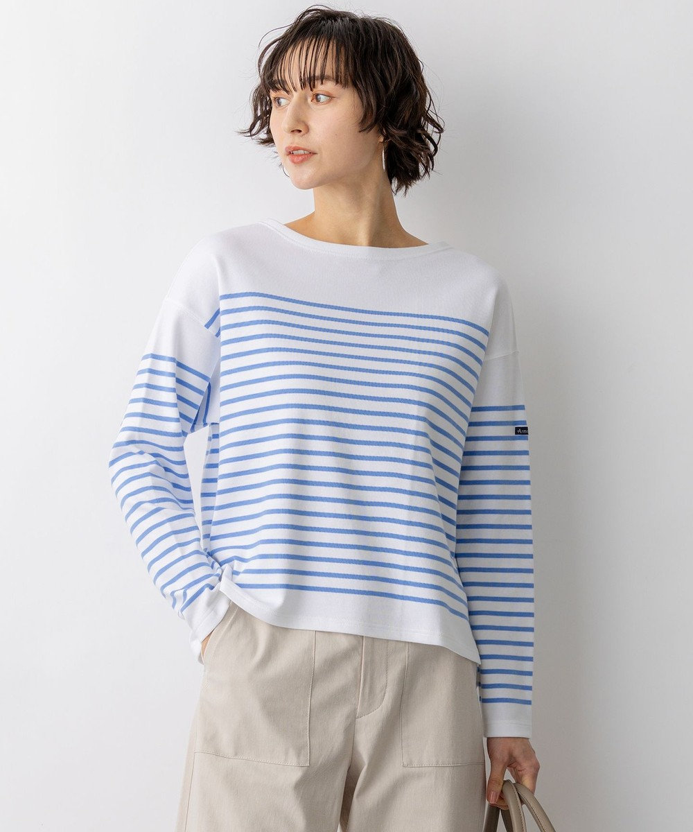 23区 Armo-lux パネルボーダー クロップド カットソー 