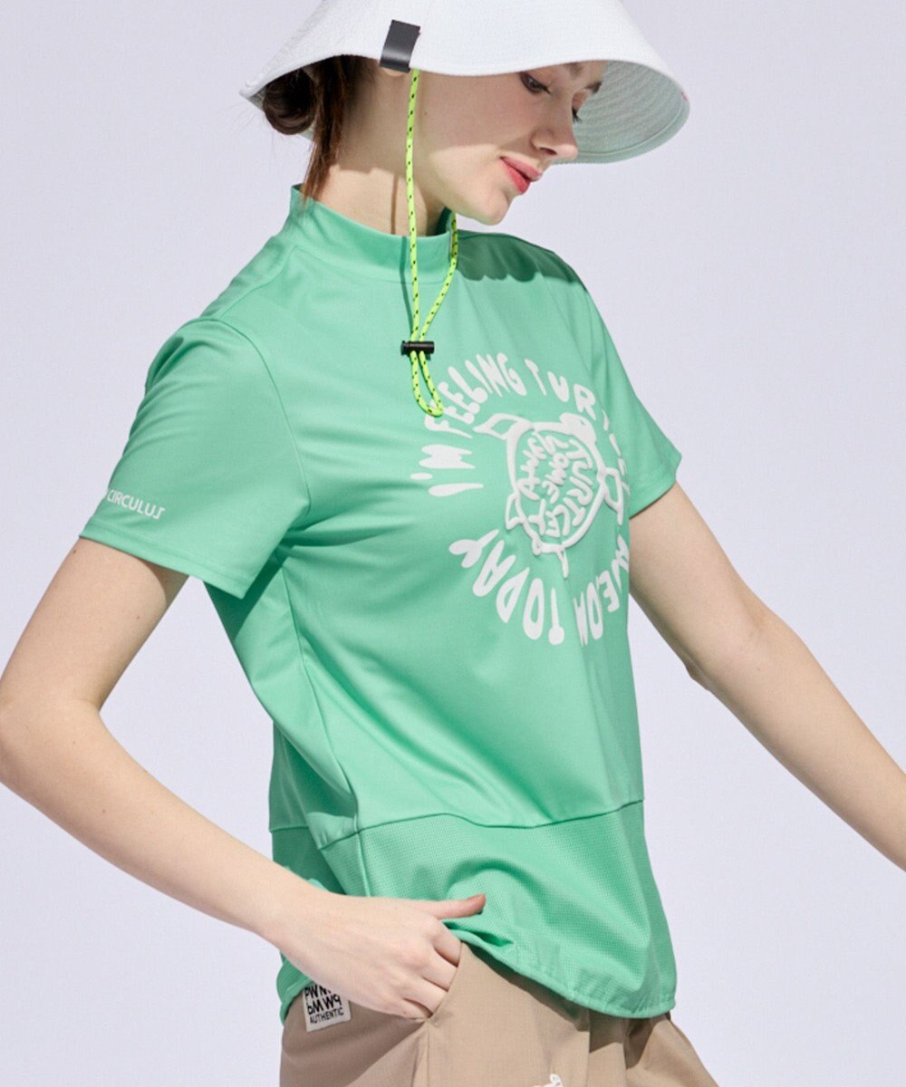 PW CIRCULUS 【WOMEN】SEA TURTLE メッシュコンビモックネックT ゴルフウェア レディース 