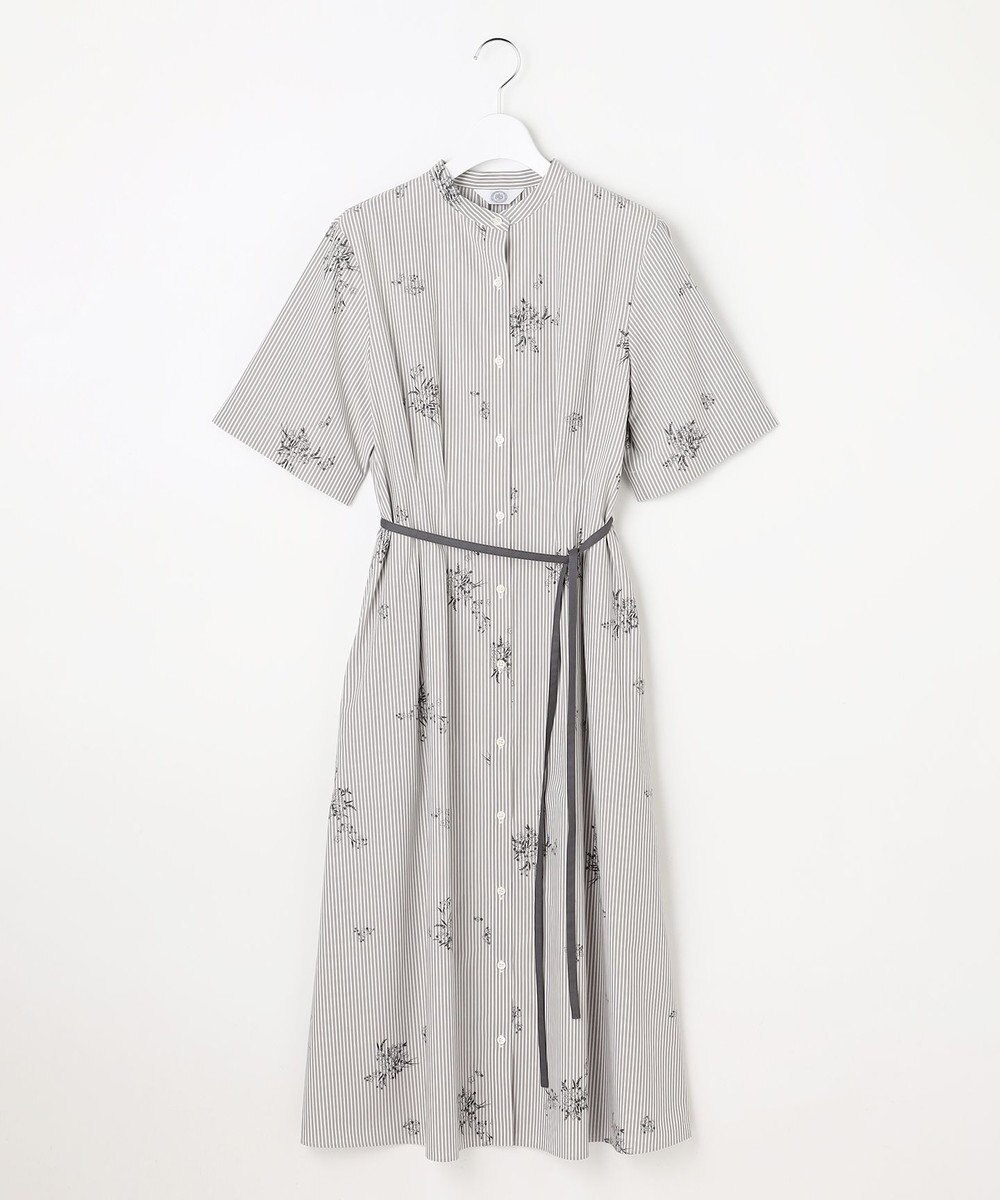 J.PRESS LADIES 【一枚で着映え】ストライプ×フラワープリント ワンピース 