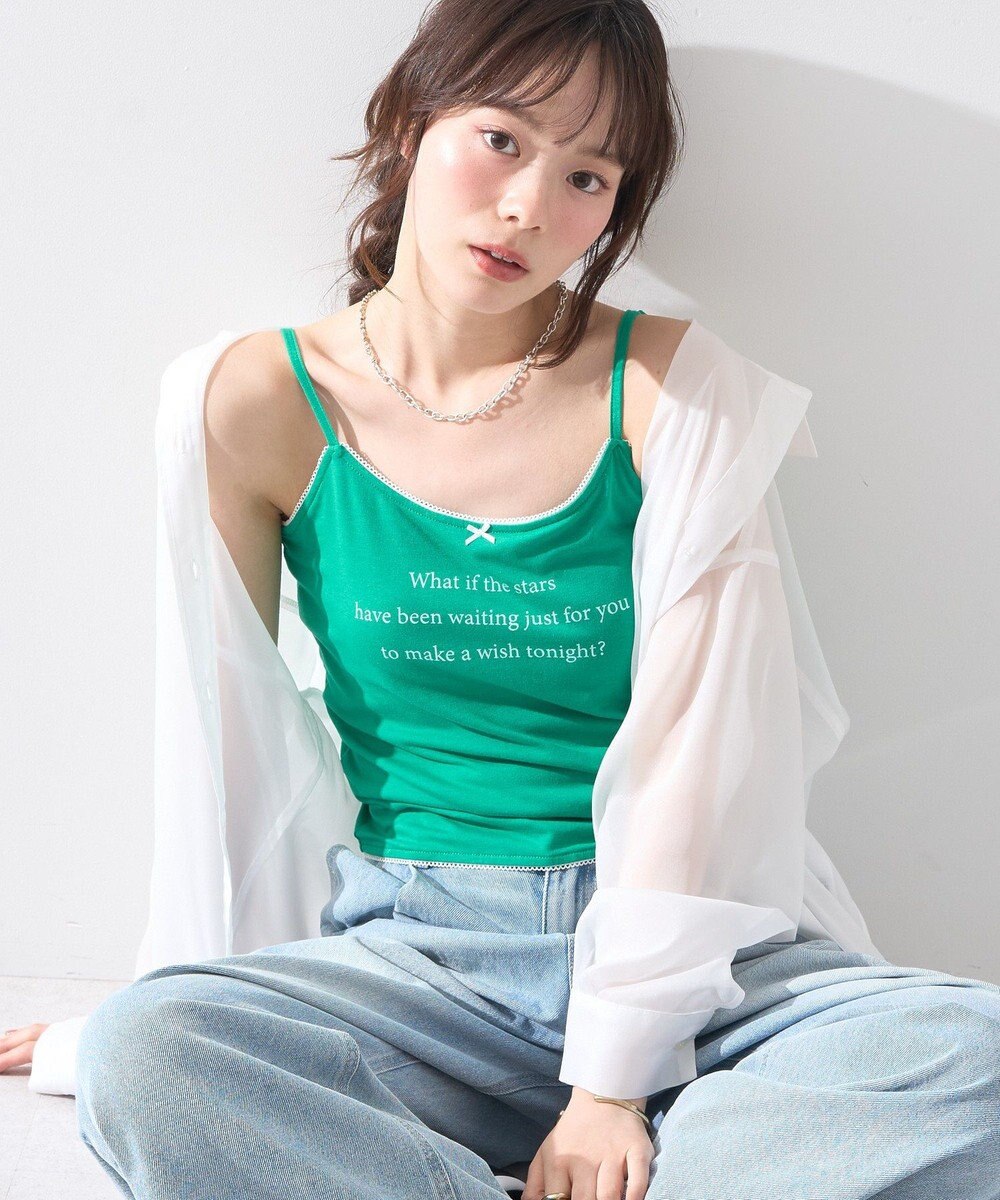 earth music&ecology メッセージプリントカップ付きキャミソール 