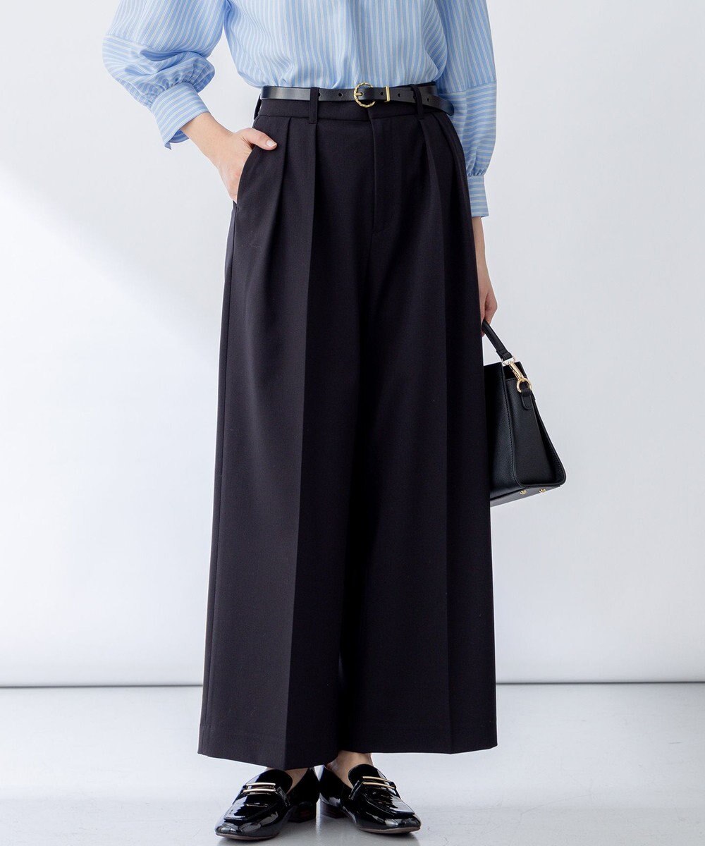 組曲 ドライタッチツイル ワイドパンツ 