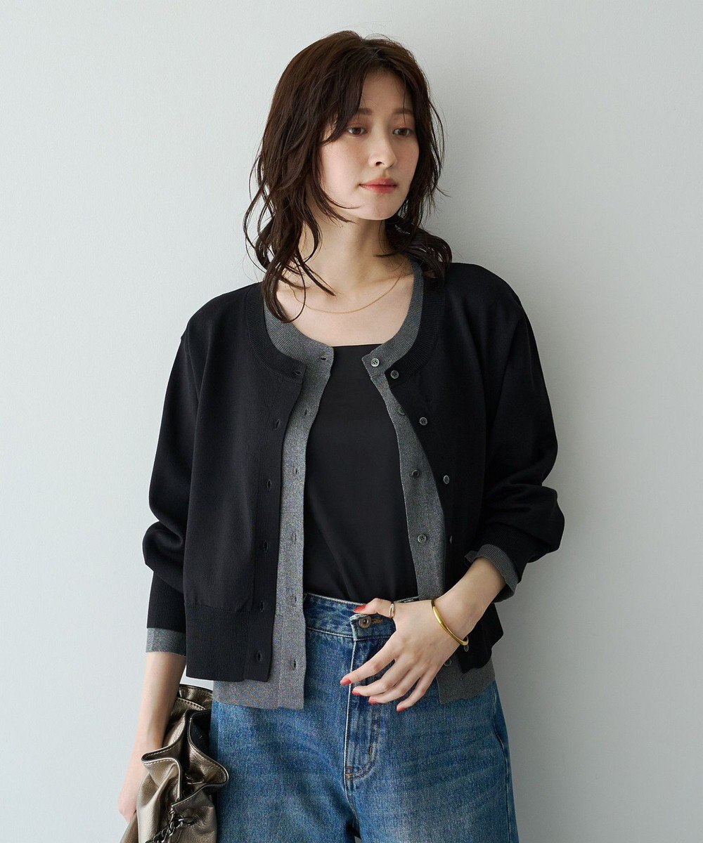 YECCA VECCA 2wayレイヤードクルーネックカーディガン 