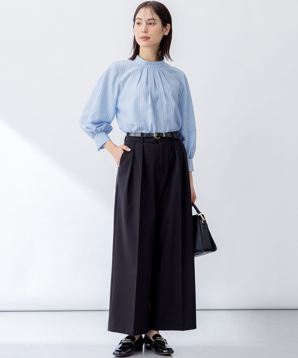 組曲 ドライタッチツイル ワイドパンツ 