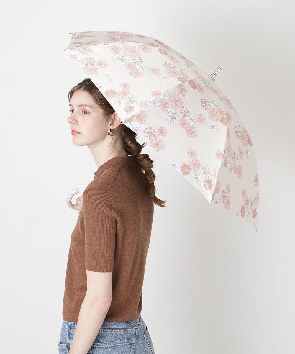 MOONBAT 【一級遮光/軽量】PAUL & JOE 晴雨兼用 日傘 長傘 総柄クリザンテーム 遮熱 UV 