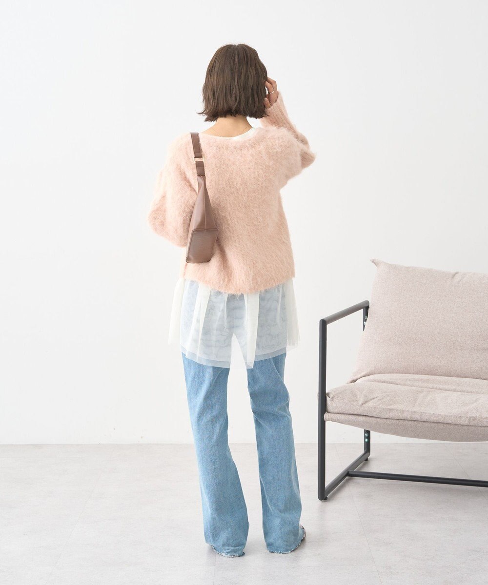 earth music&ecology クルーネックシャギーカーディガン 