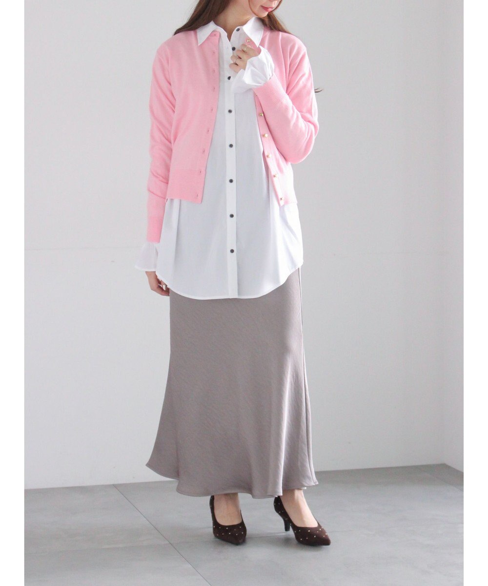 Te chichi メタルスクエア釦クルーネックカーディガン 