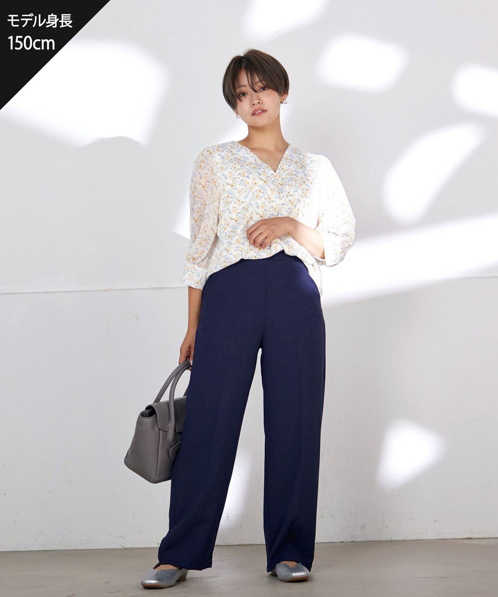 Tiaclasse 【洗える】花柄Vネックブラウス 