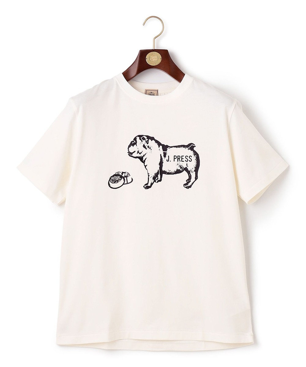 J.PRESS MEN 【WEB限定】ブルドッググラフィック Tシャツ ホワイト系
