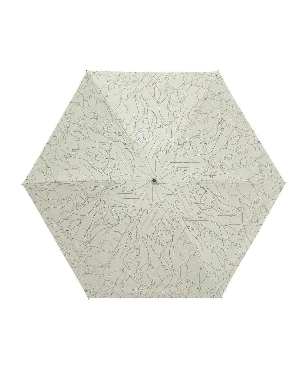 MOONBAT 【晴雨兼用/ 一級遮光/UV99％】フワクール (Fuwacool) 折りたたみ日傘 フワクールホワイト ラインフラワー 軽量 