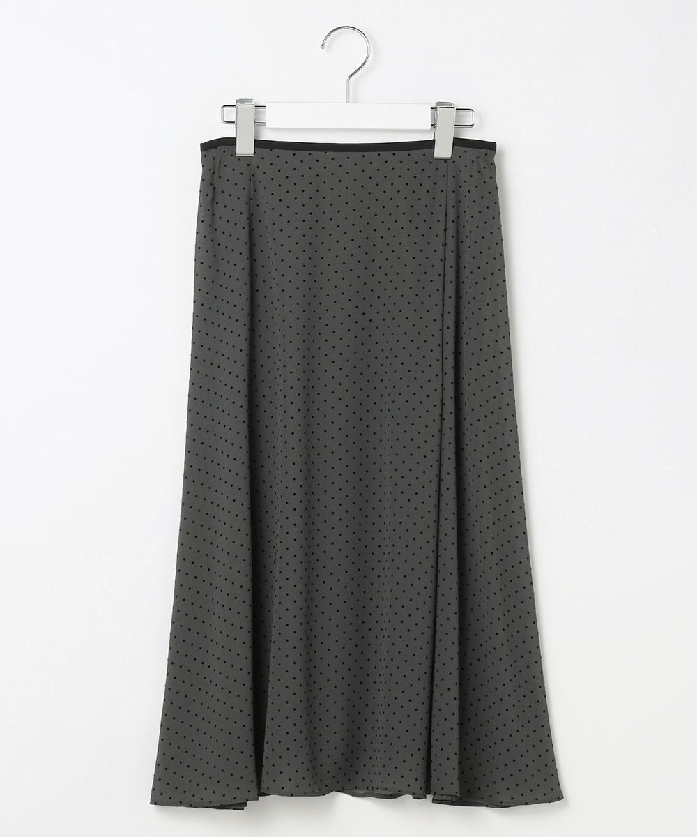 J.PRESS LADIES 【洗える】ドットフロッキープリント フレア スカート 