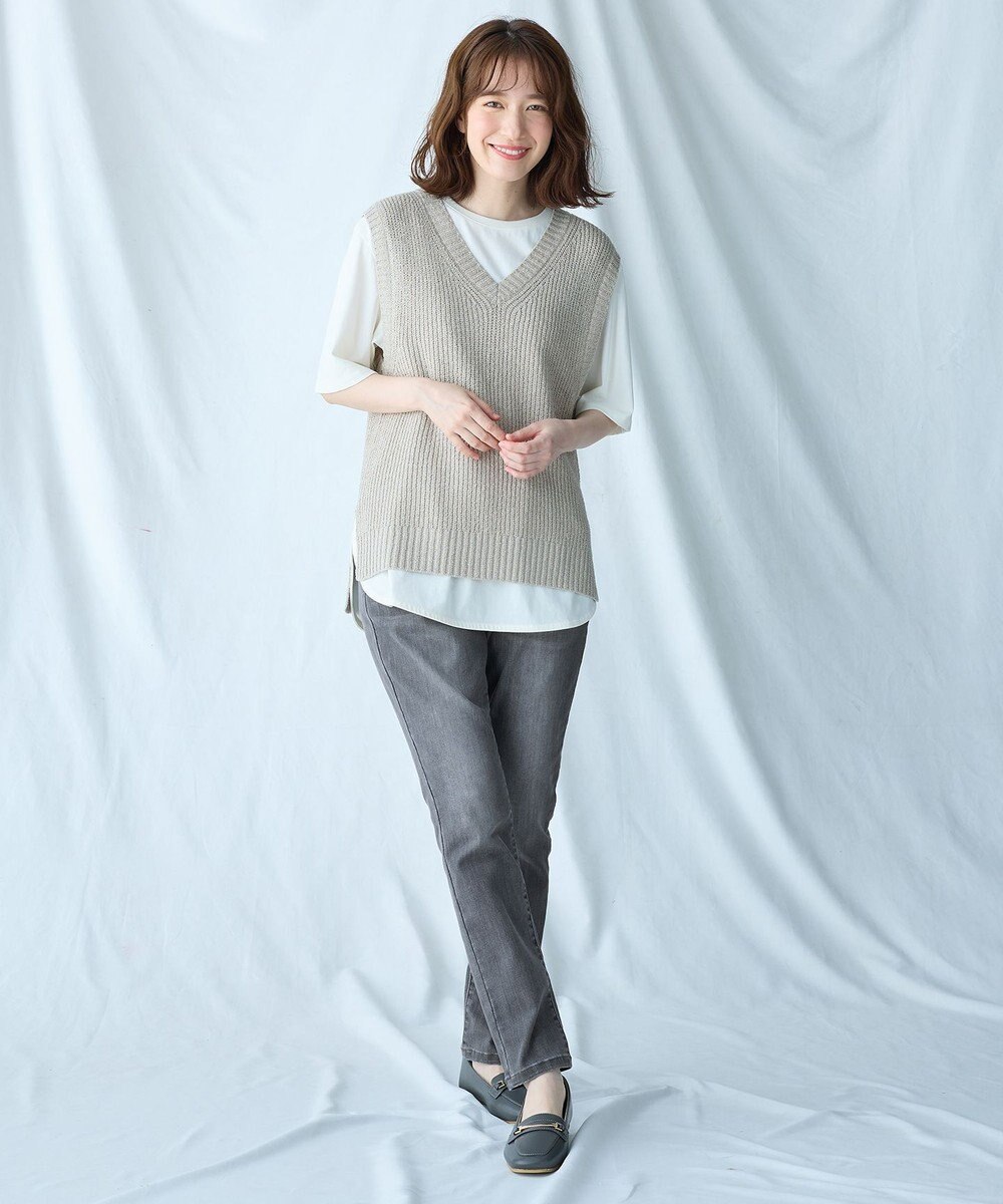 ANY Vネックラメニットベスト 