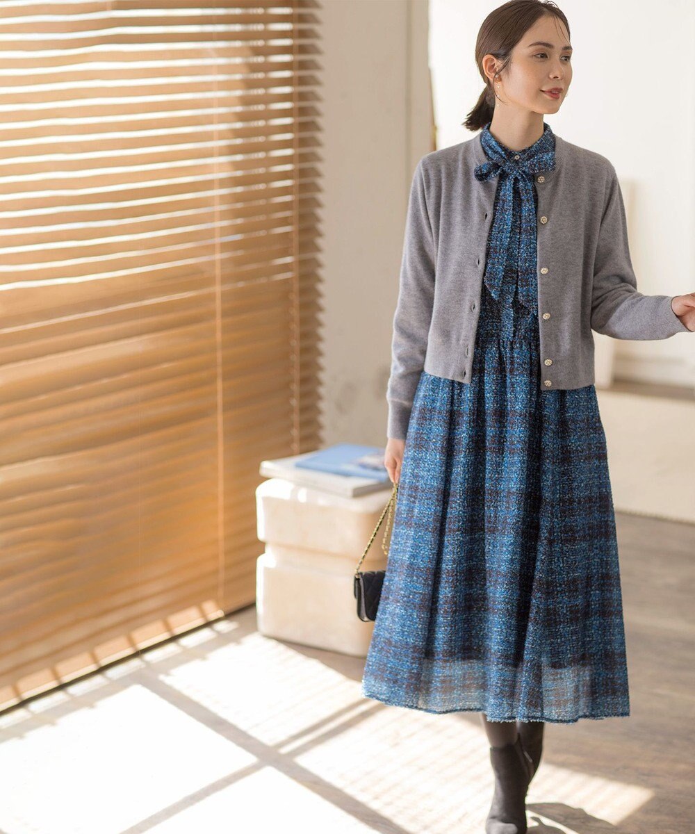 組曲 L 【アンサンブル対応可】ピュアカシミヤ ビジューカーディガン 