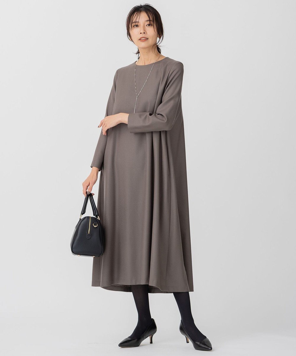 23区 ウールジョーゼット Aライン ワンピース 
