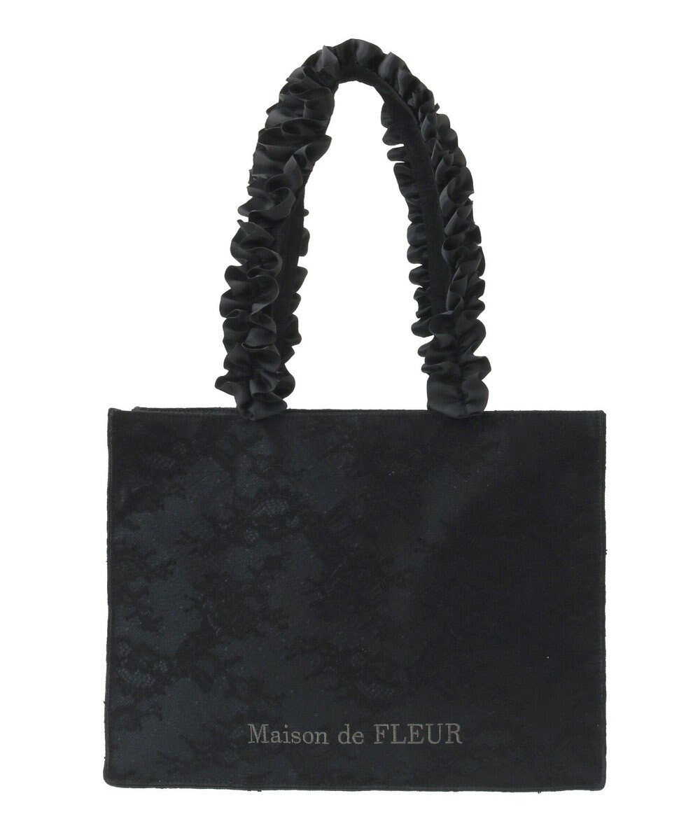 Maison de FLEUR レースフリルハンドルスクエアトートMバッグ 