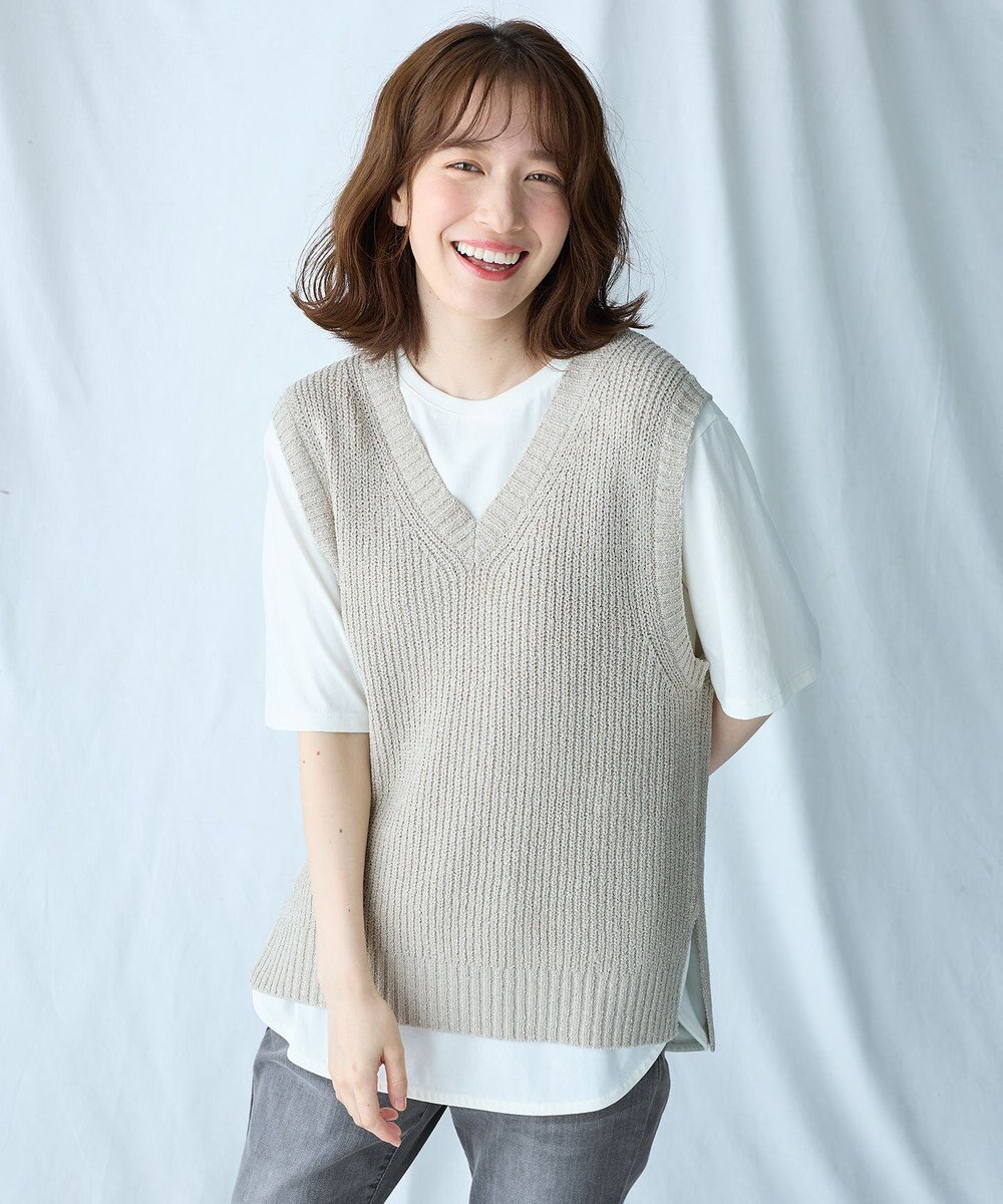 ANY Vネックラメニットベスト 