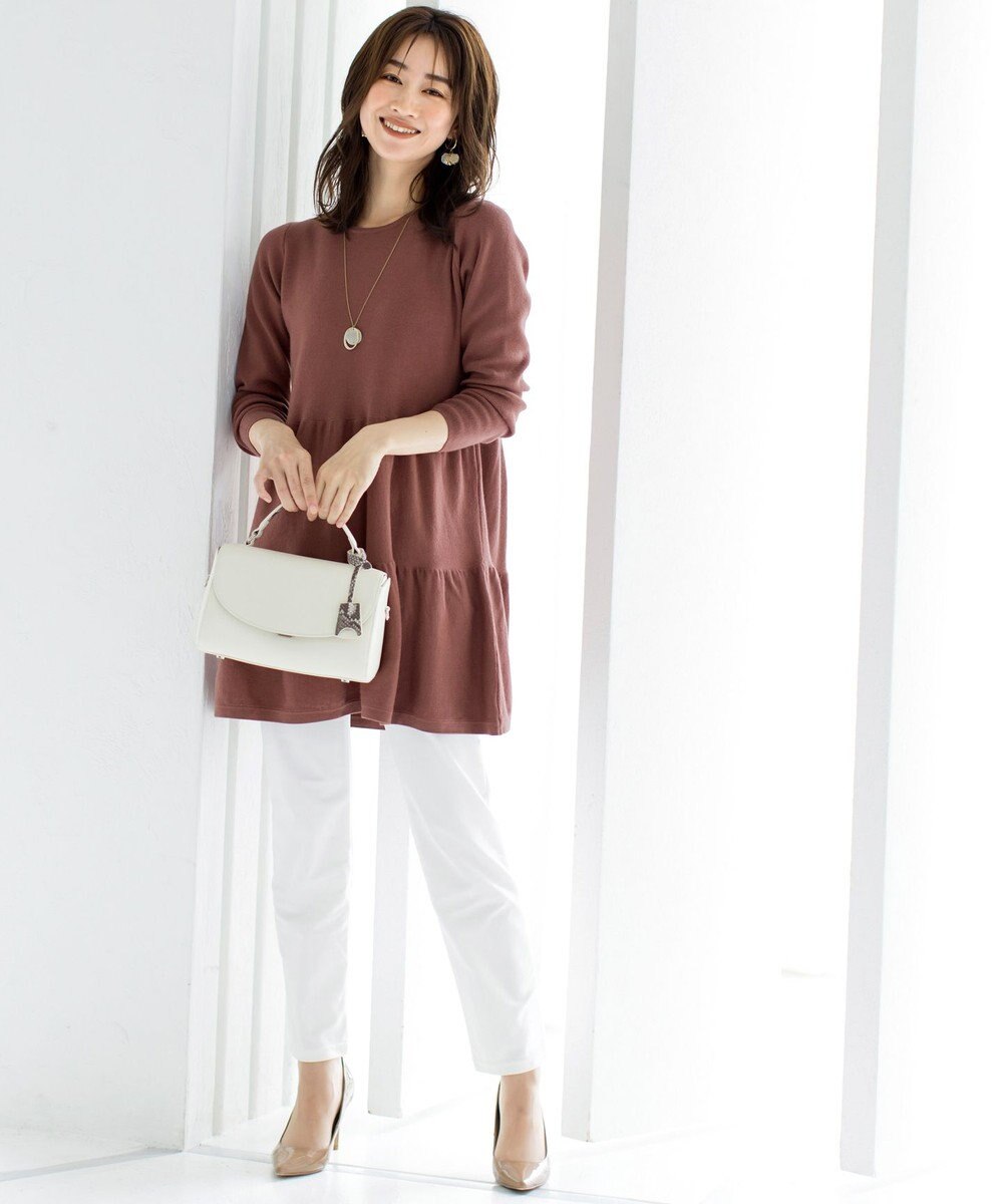 Tiaclasse L 【洗える】大人華やぐ2段ティアードニットチュニック 