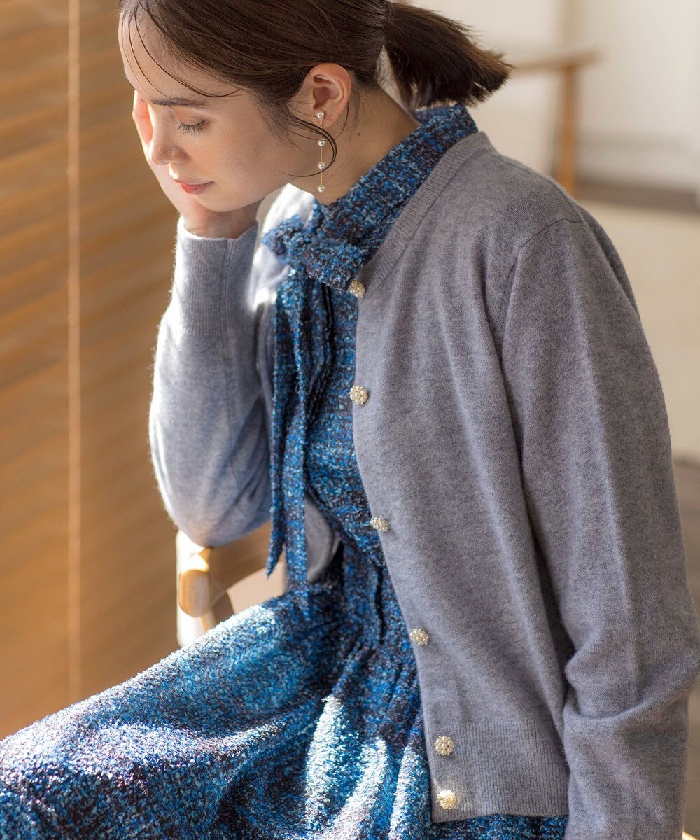 組曲 L 【アンサンブル対応可】ピュアカシミヤ ビジューカーディガン 