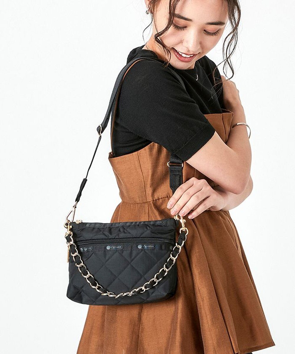 LeSportsac CHAIN COSMETIC CLUTCH/ブラックチェーンキルト ブラックチェーンキルト