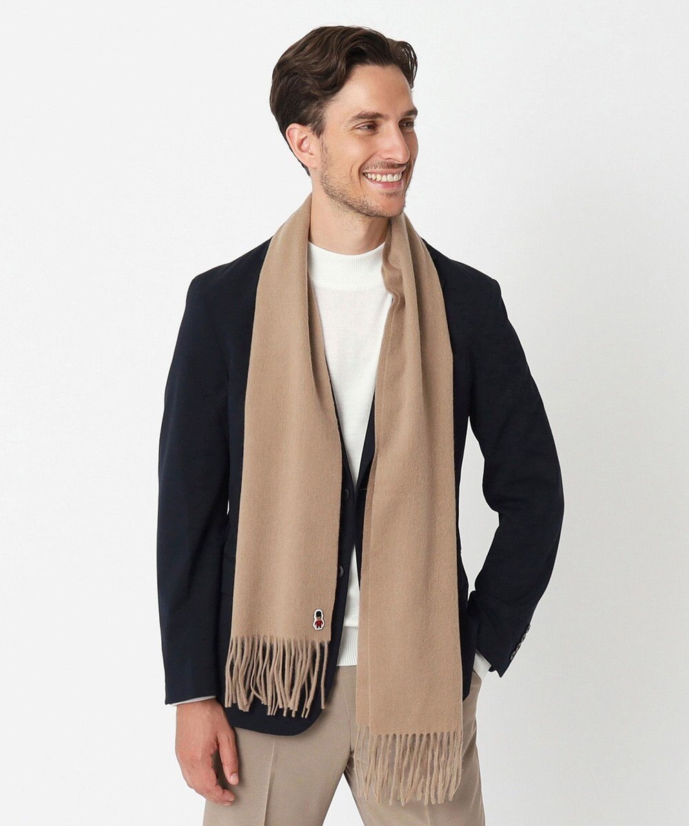 MOONBAT 【WEB限定】MACKINTOSH PHILOSOPHY バッキンガムベア付きウール100%無地マフラー (パッケージ付き) 