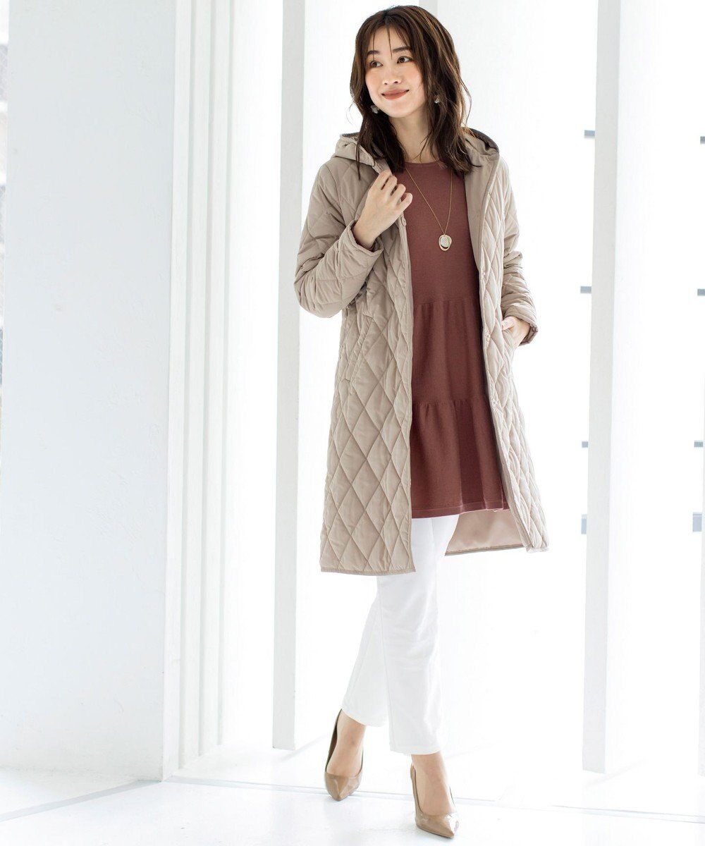 Tiaclasse L 【洗える】大人華やぐ2段ティアードニットチュニック 