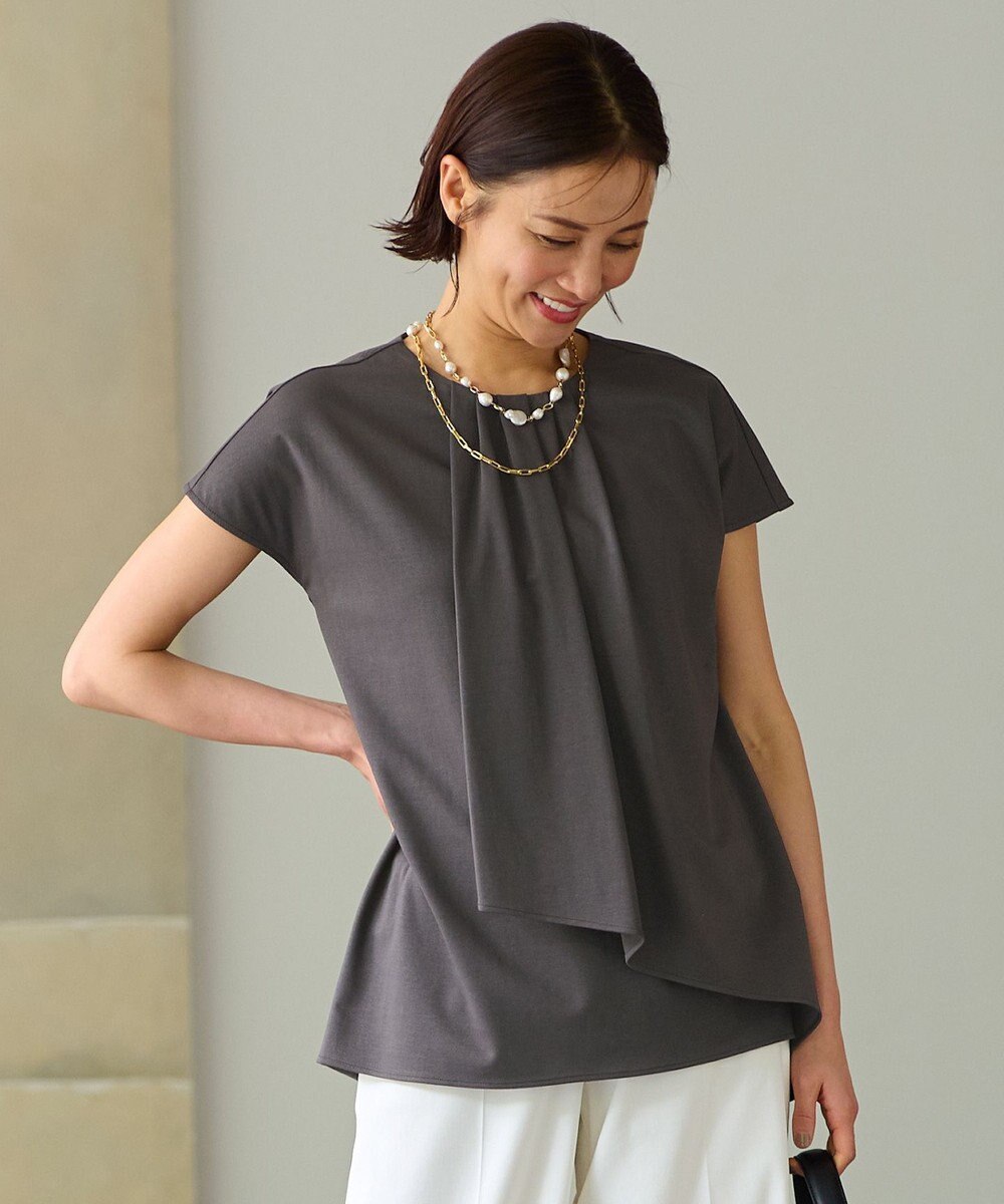 自由区 【洗える・XSサイズあり】ハイツイストポンチフロントタック カットソー 