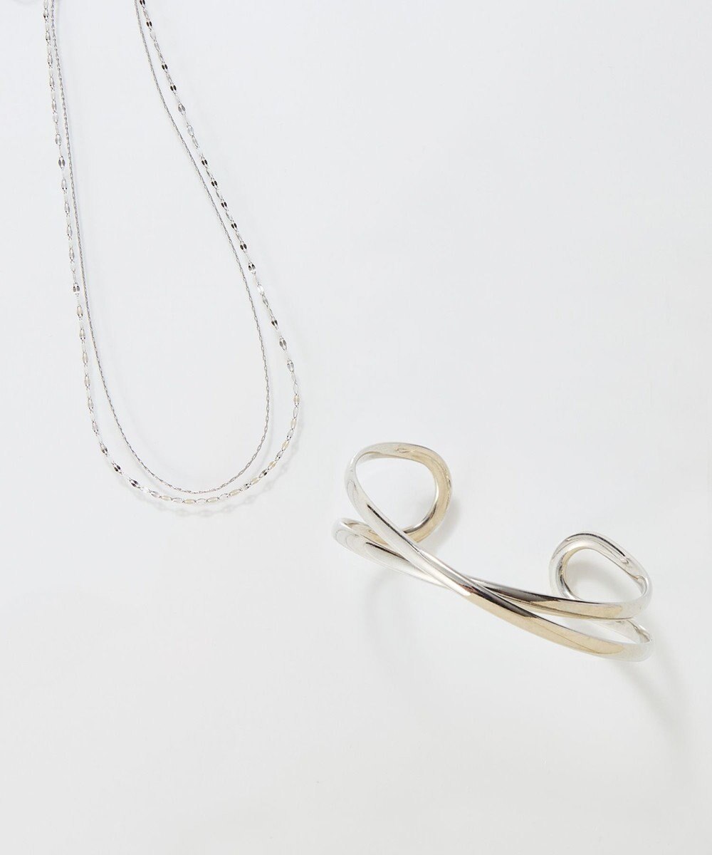 Phoebe <オンワード限定セット>ダブルチェーンネックレス×ツインカレントカフバングル 