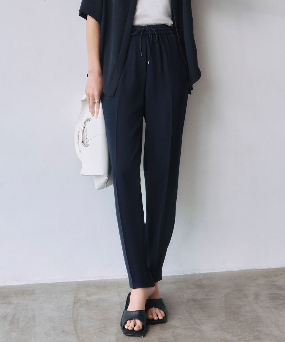 ICB 【UVカット・防シワ・洗える】ライトダブルクロス ドロストパンツ 