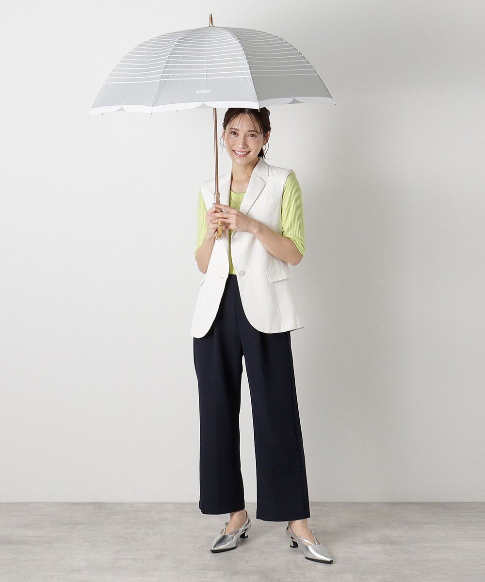 MOONBAT MACKINTOSH PHILOSOPHY(マッキントッシュ フィロソフィー) Cleric collar ボーダー 竹手元 雨傘 長傘 