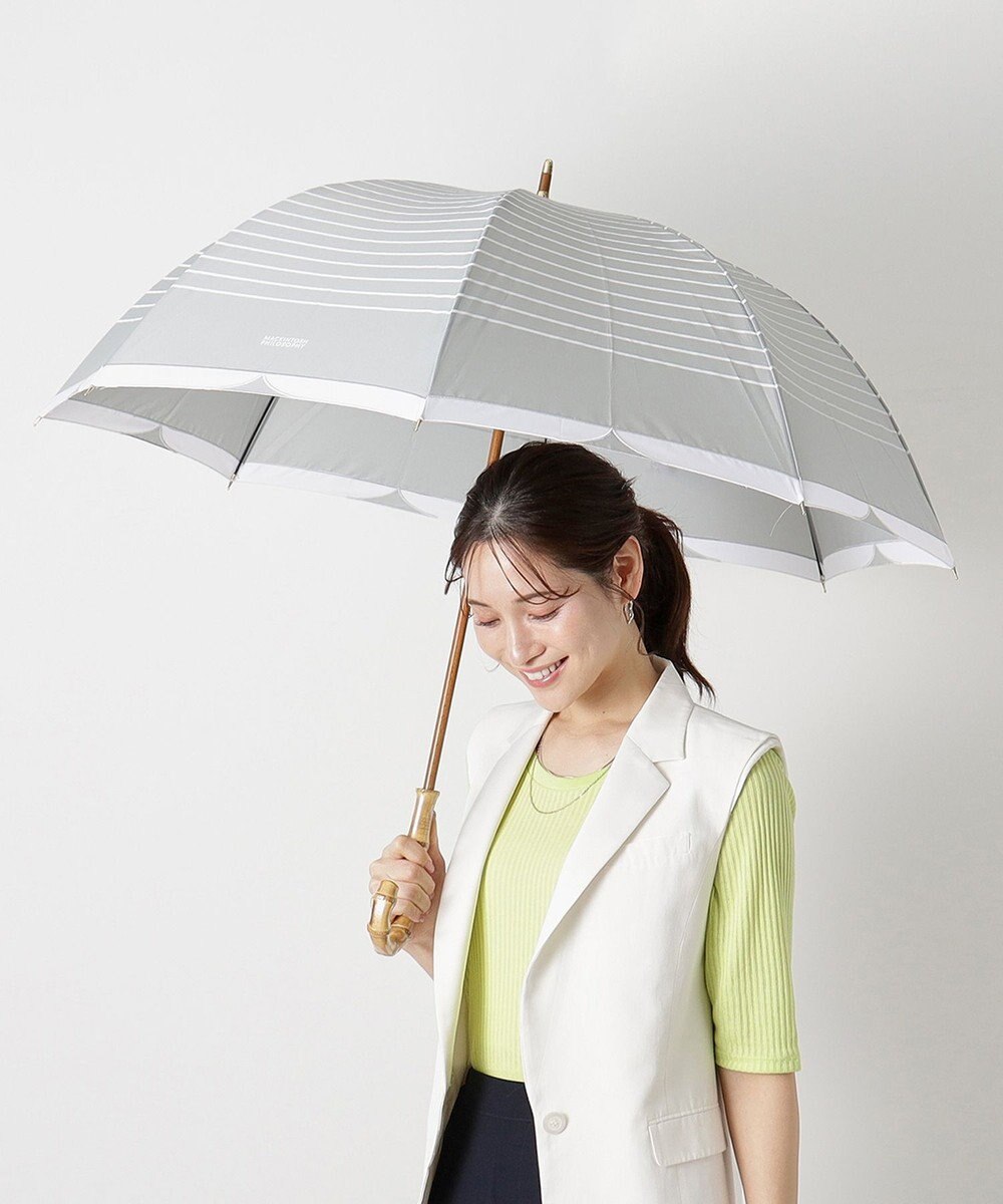 MOONBAT MACKINTOSH PHILOSOPHY(マッキントッシュ フィロソフィー) Cleric collar ボーダー 竹手元 雨傘 長傘 