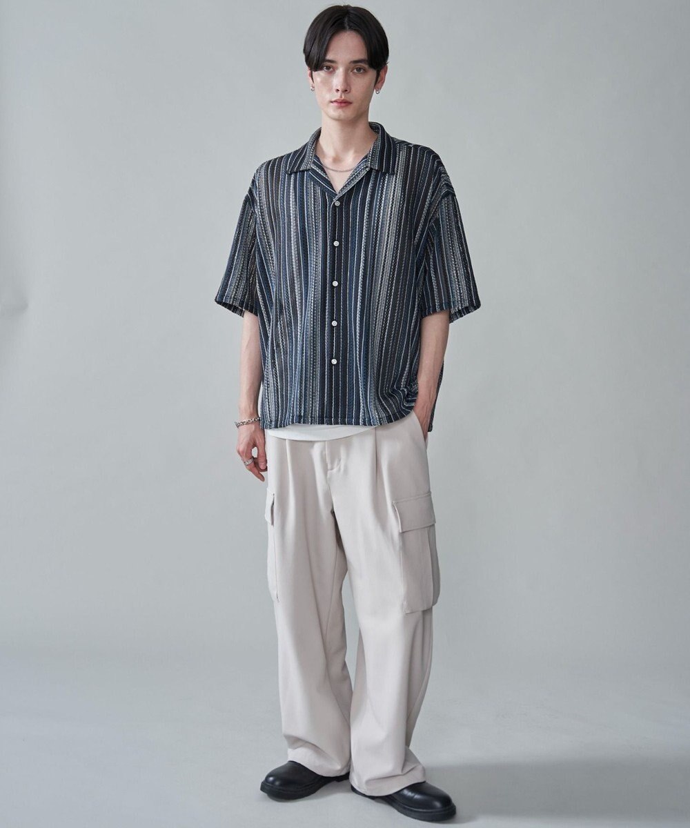 WEGO ストライプメッシュBIGシャツ（SS） 