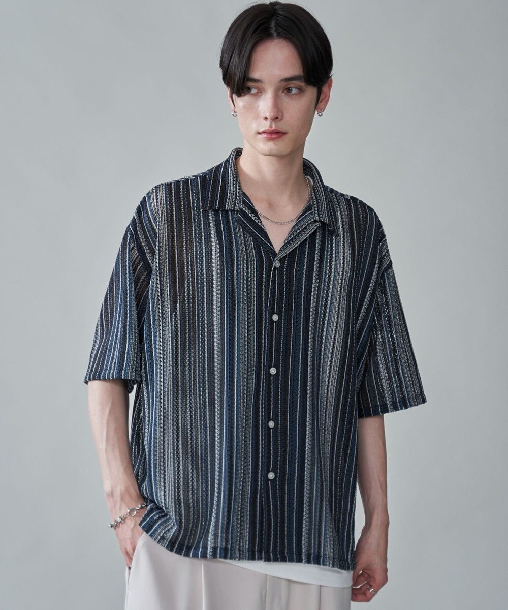 WEGO ストライプメッシュBIGシャツ（SS） 