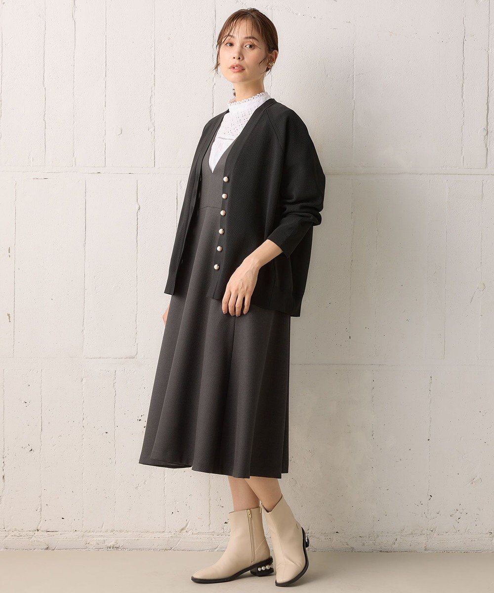 組曲 【洗える・軽量】スポンディッシュニット カーディガン 