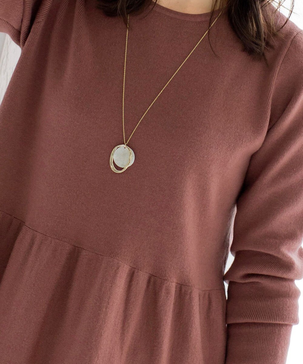 Tiaclasse L 【洗える】大人華やぐ2段ティアードニットチュニック 