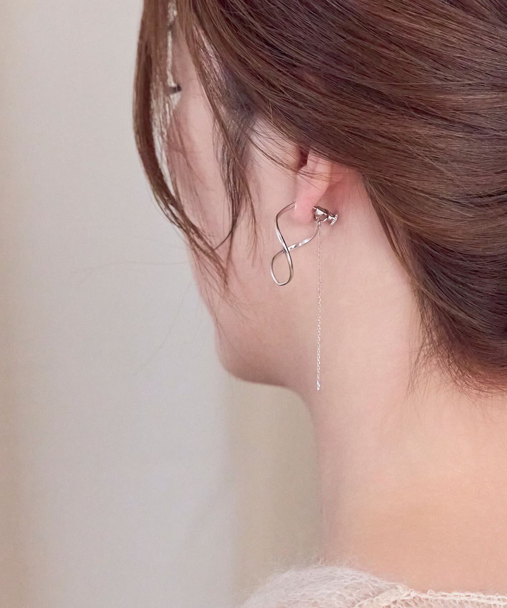 Phoebe 2wayグレースツイストラインイヤリング　シルバー 