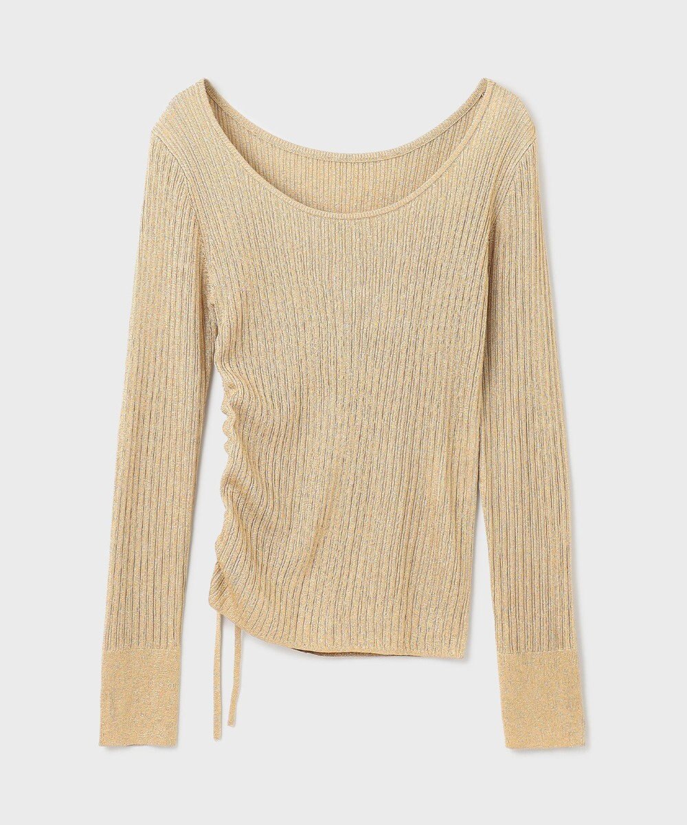 GRACE CONTINENTAL ラメリブクルーネックトップ 