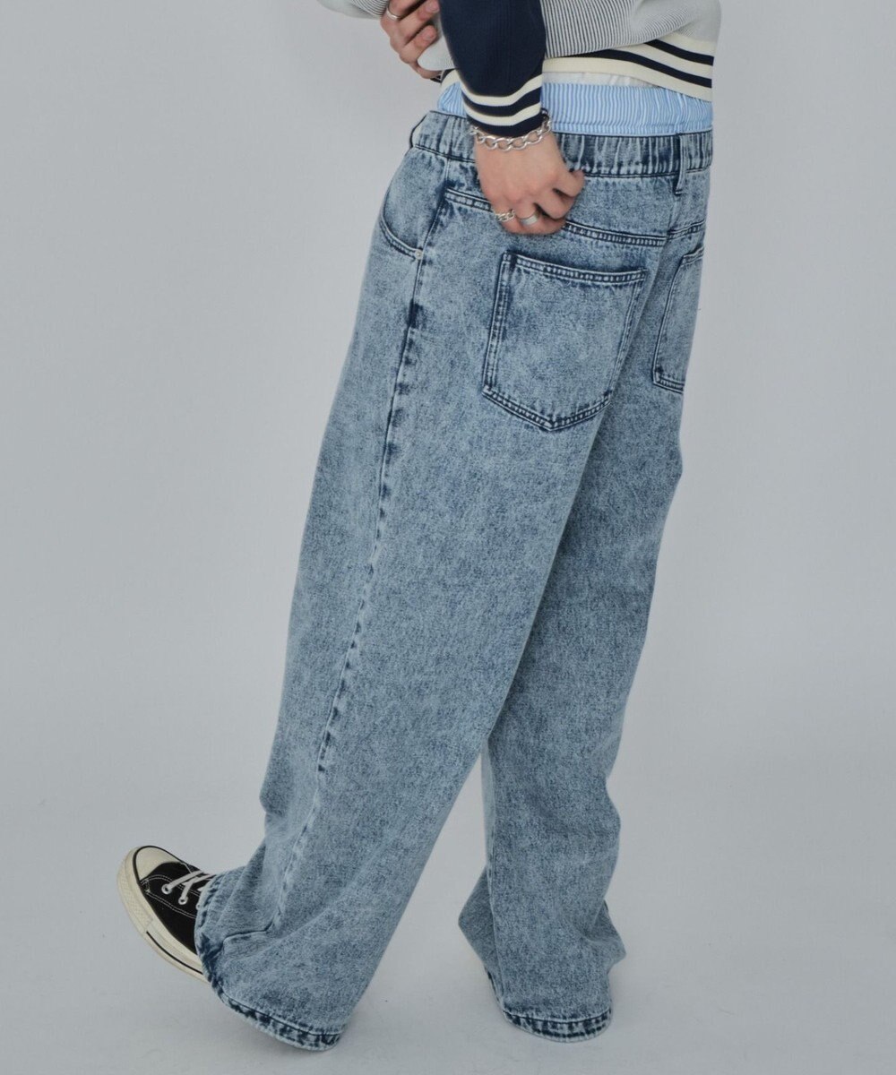 WEGO 【ユニセックス着用ITEM/MLサイズ展開/ウエストゴム】ボクサードッキングデニムパンツ 