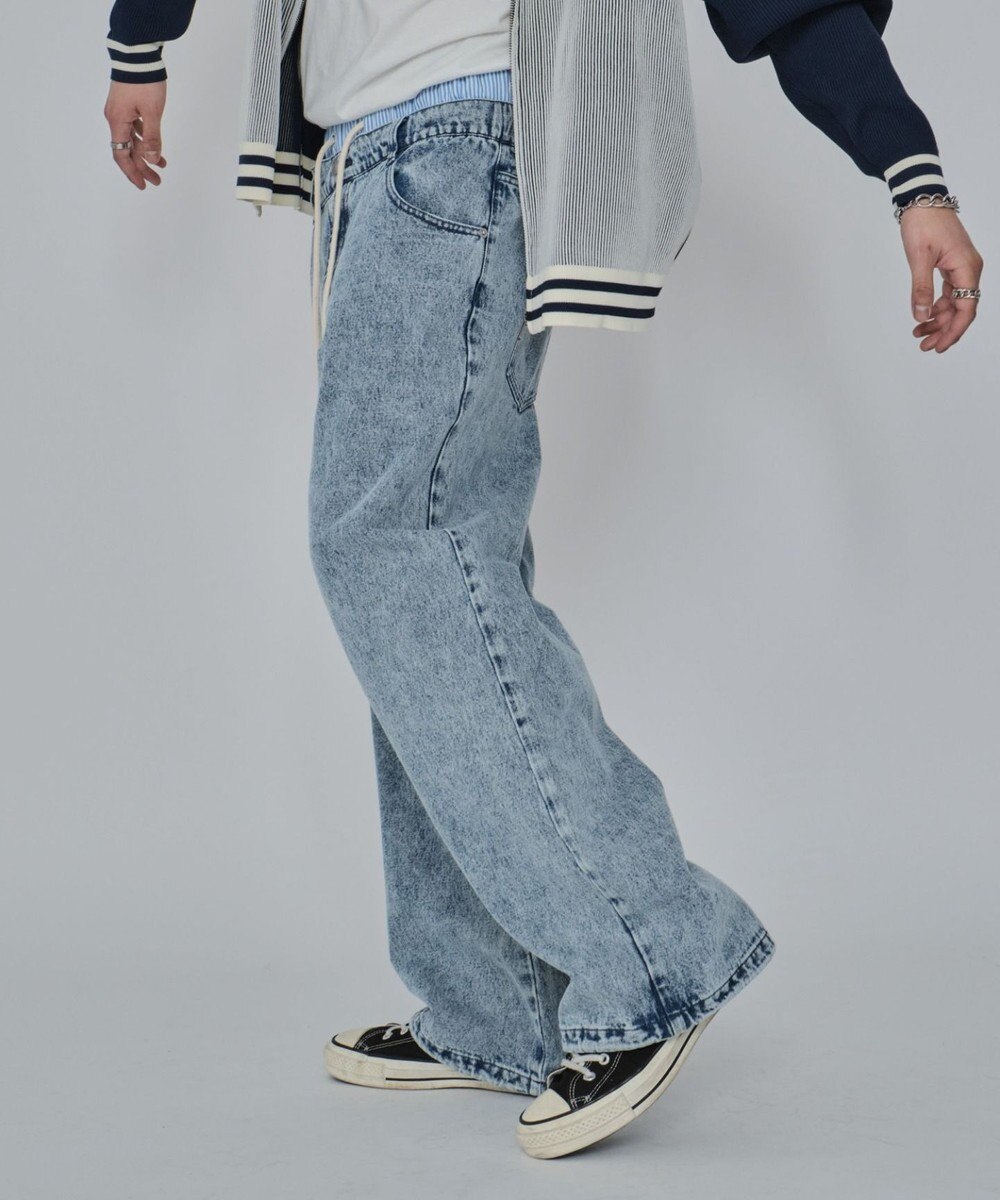 WEGO 【ユニセックス着用ITEM/MLサイズ展開/ウエストゴム】ボクサードッキングデニムパンツ 