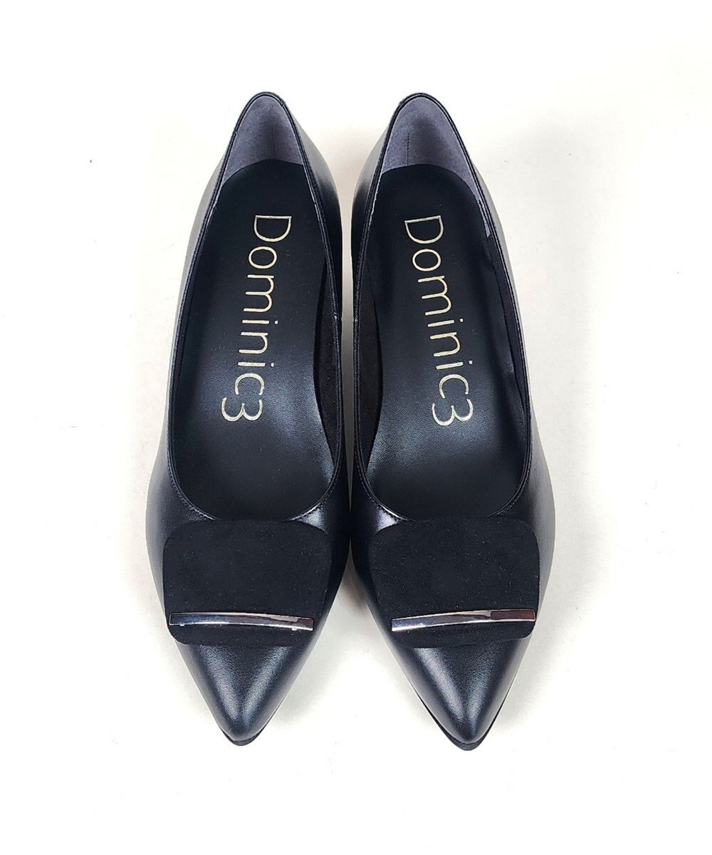 Dominic3 モチーフ付 レザーポインテッドパンプス 
