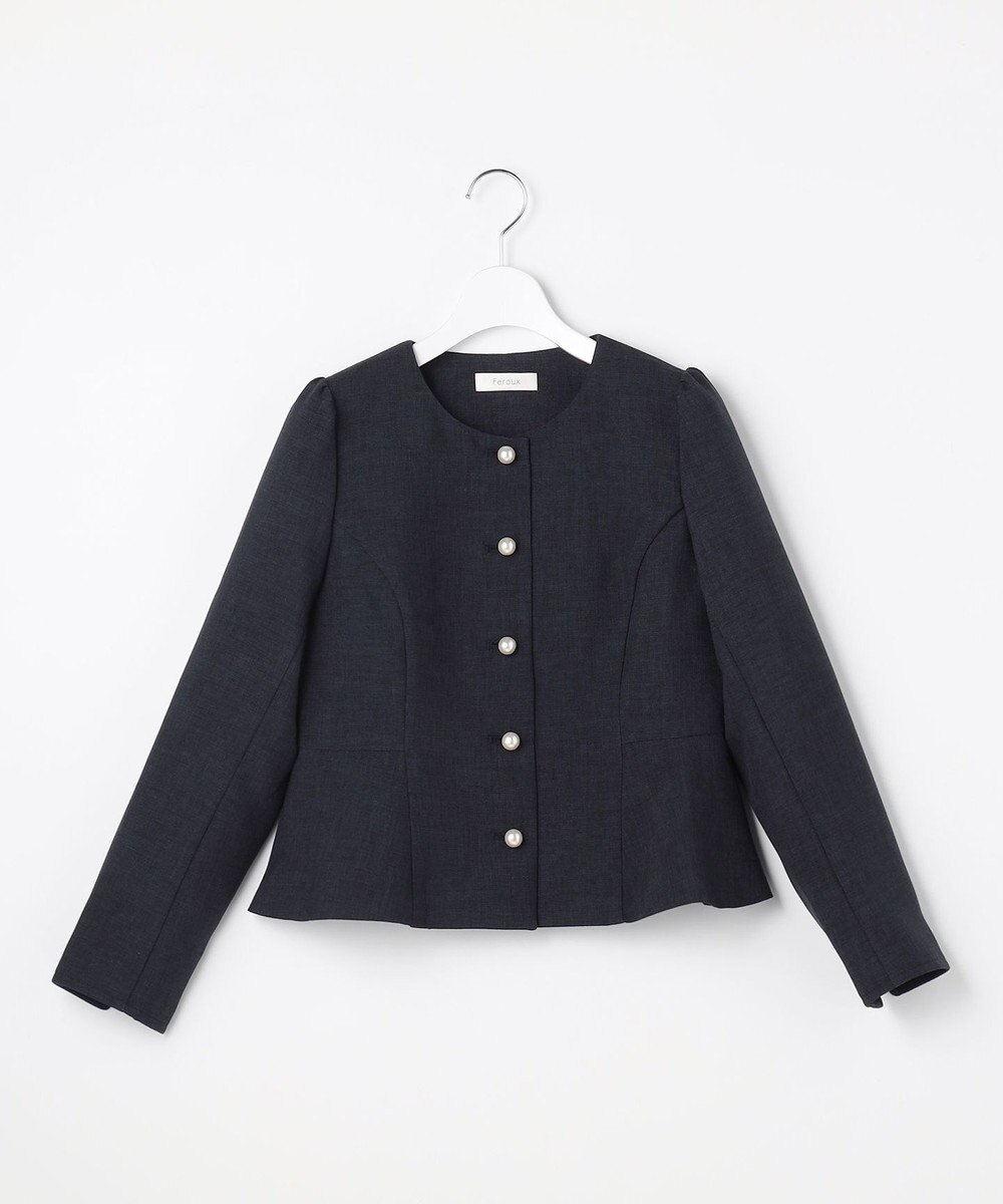 Feroux 【先行予約】パール釦ペプラムジャケット×スカート セットアップ 