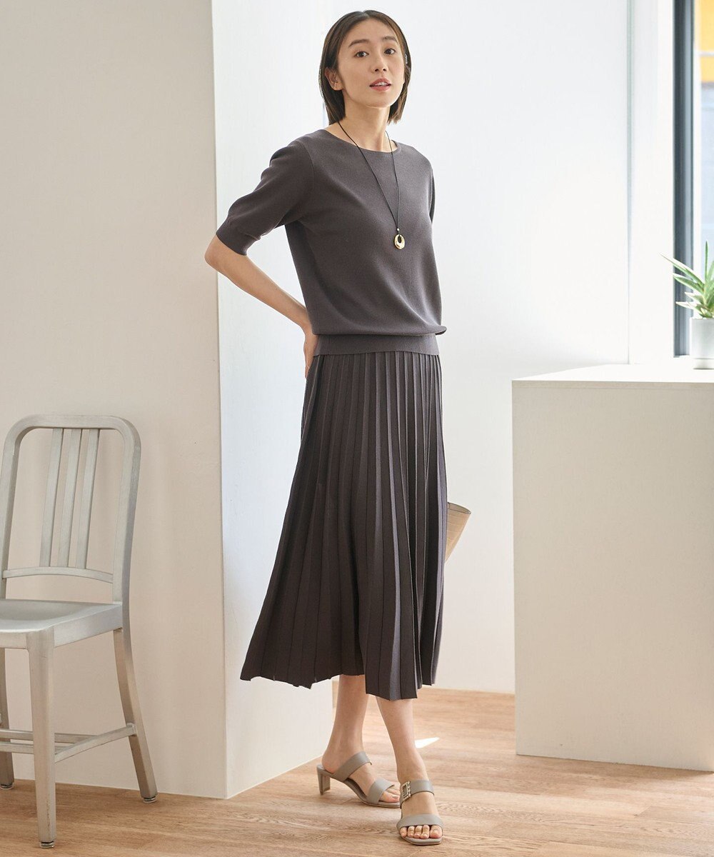 自由区 【WEB限定・洗える・XSサイズあり】ハイツイストコットンアセテートニットセットアップ ワンピース 