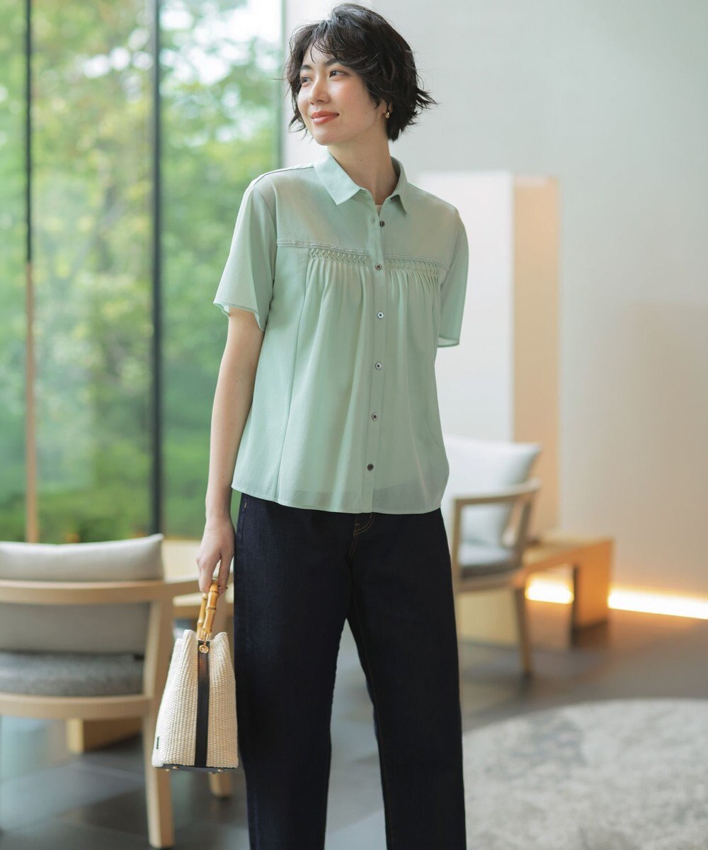 J.PRESS LADIES L シアードライトリコット シャツライク カットソー 
