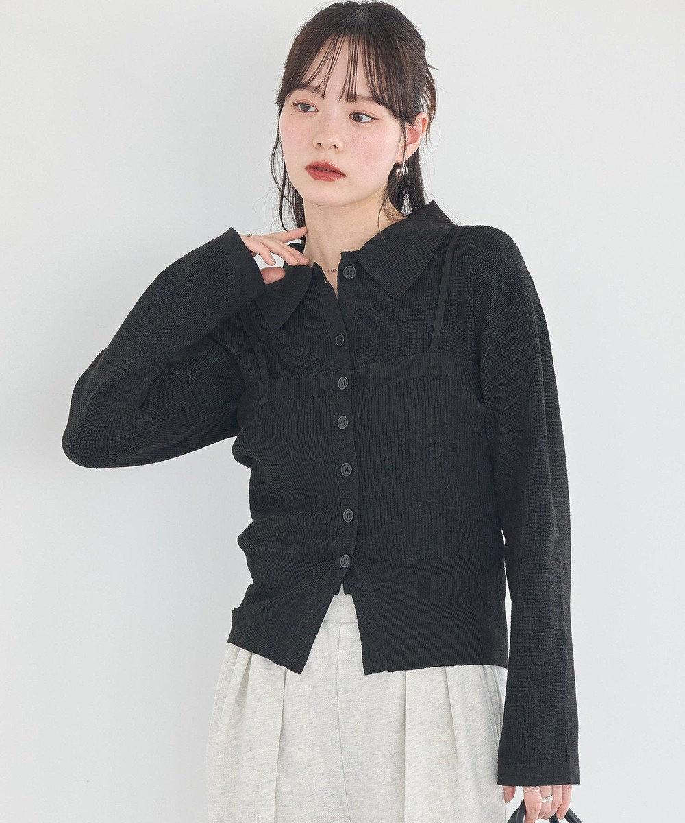 earth music&ecology 【2点SET】襟付きニットアンサンブル 