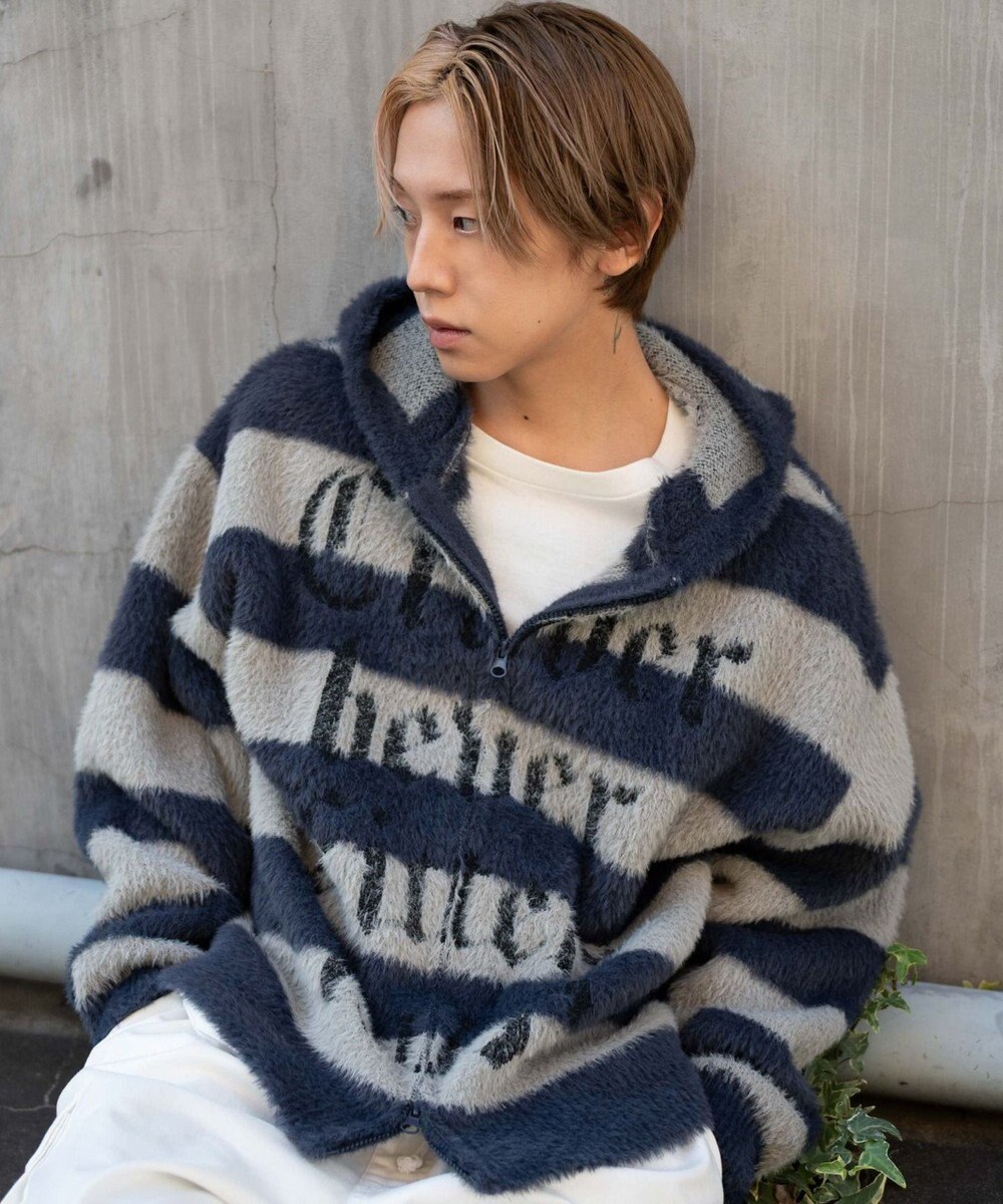 WEGO シャギーグラフィックZIPパーカー 