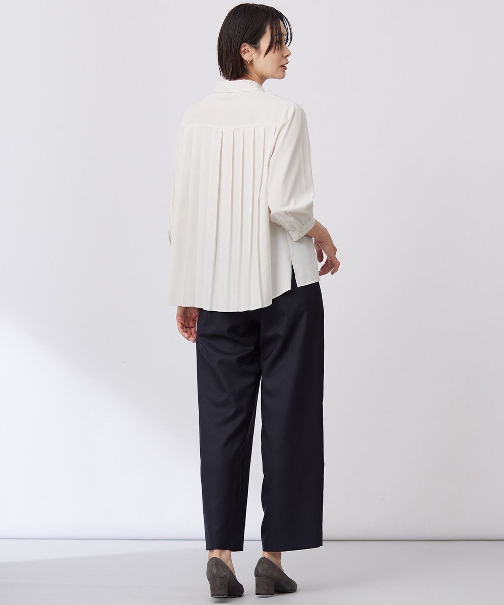 J.PRESS LADIES 【洗える】スパンローン バックプリーツ ブラウス 