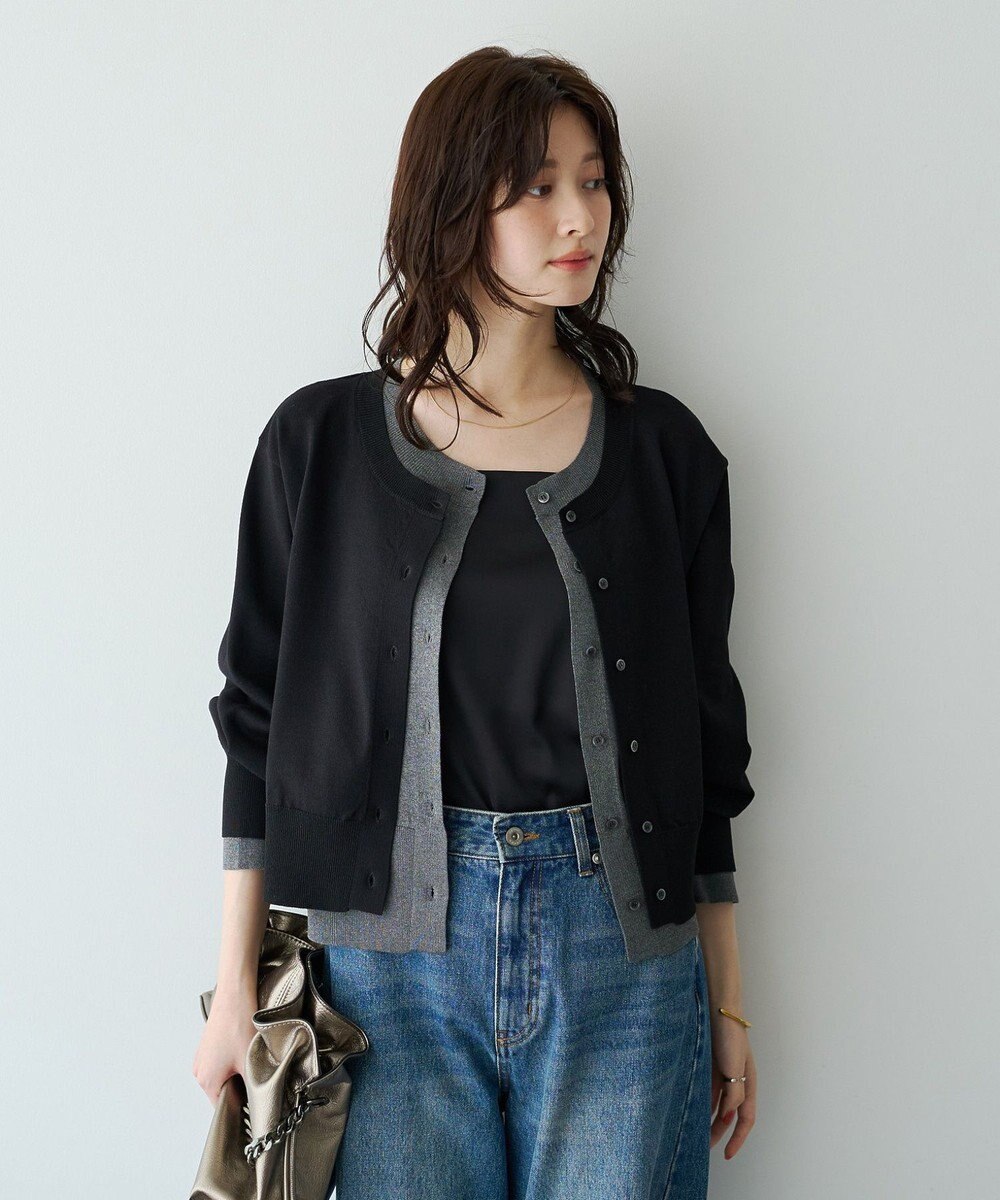 YECCA VECCA 2wayレイヤードクルーネックカーディガン 