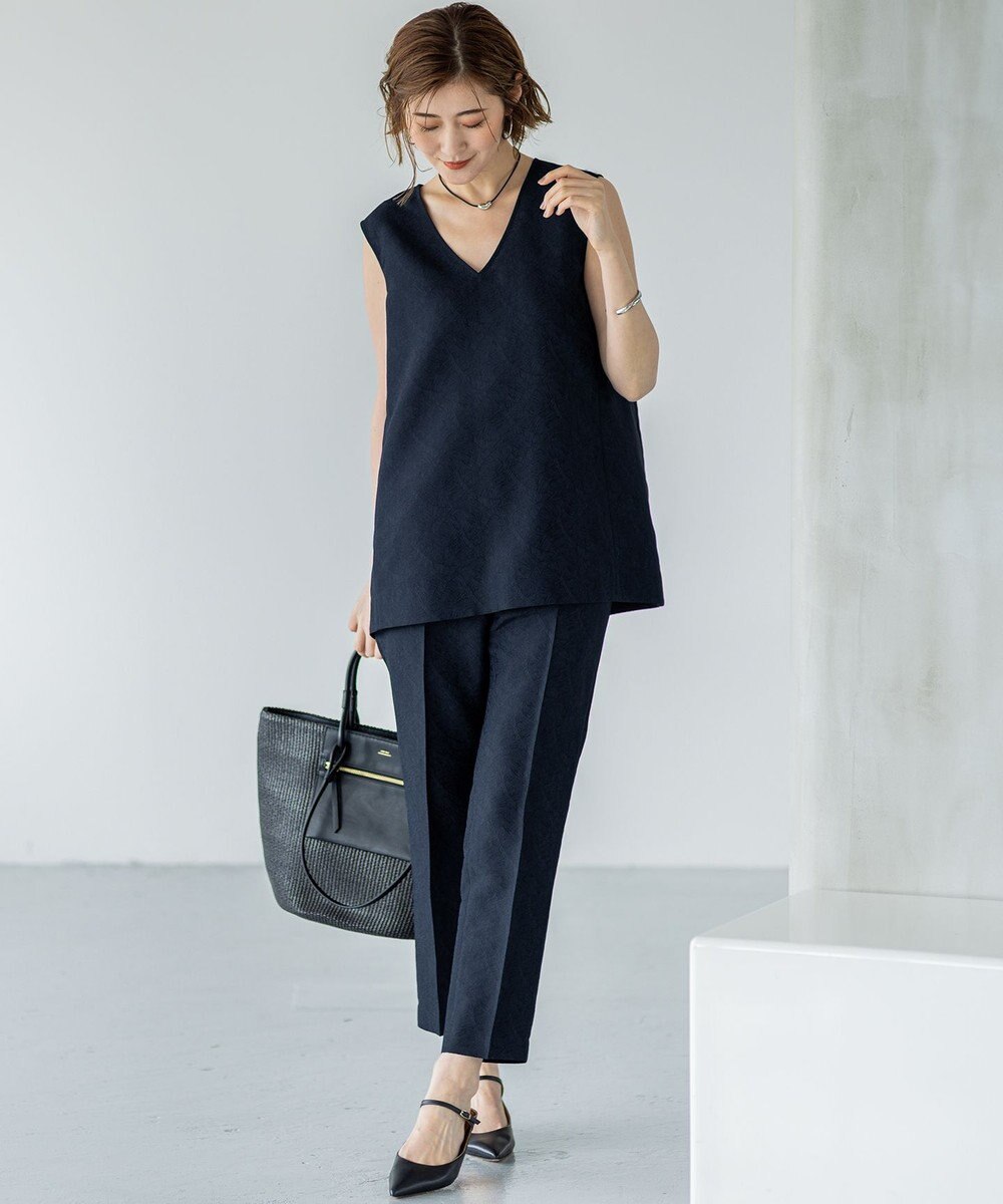 23区 【一部店舗限定/洗える】リネンライクジャカード セットアップ 