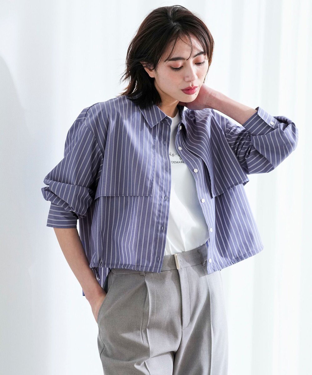 ANY SIS クロップドヨークハオリ シャツ 