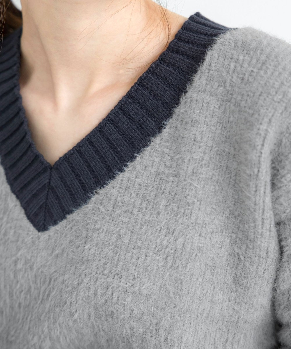 Tiaclasse 【洗える】表情豊かなメランジニットVネックトップス 