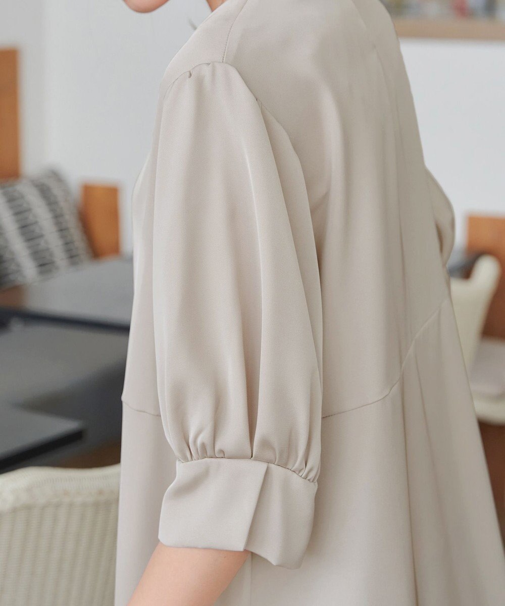 Tiaclasse 【洗える】パフスリーブ切替フレアチュニック 